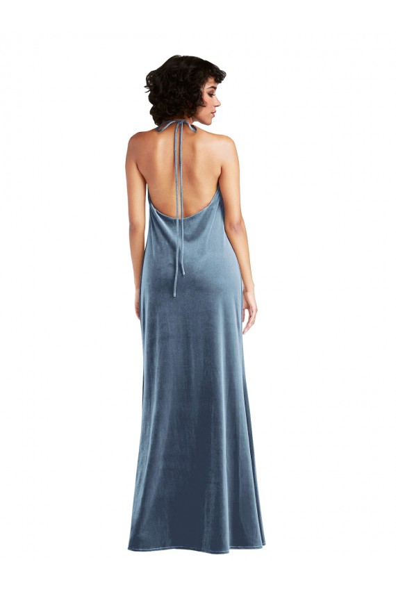 Cheap Cowl Neck Velvet Maxi Slip Bridesmaid Dress Canada