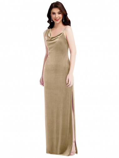 Cheap Asymmetrical One Shoulder Velvet Maxi Slip Bridesmaid Dress Canada