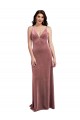 Cheap Low Scoop Back Long V-Neck Velvet Slip Bridesmaid Dress Canada