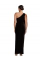 Cheap One Shoulder Long Velvet Bridesmaid Dress with Side Split and Shoulder Tie Canada