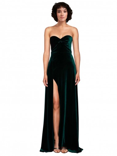 Cheap Sweetheart Fluid Velvet Bridesmaid Dress with High Split Canada